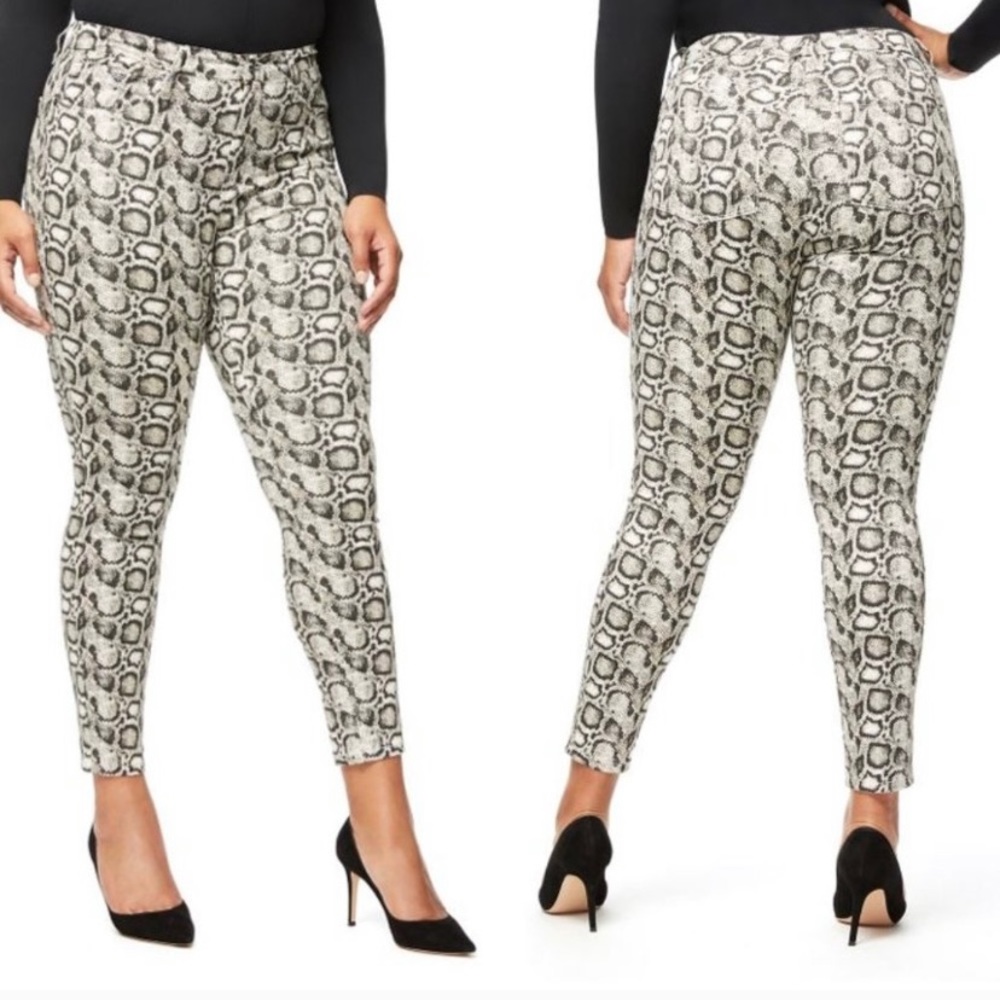 NWT Good American Jeans Size 18 Good Legs Skinny Snake Animal Print High Rise
